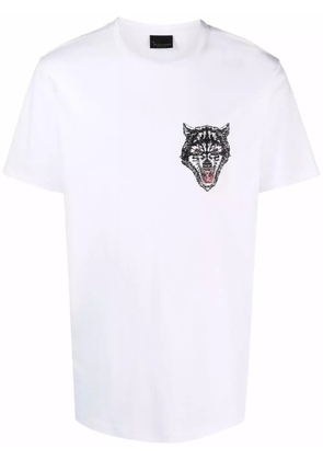 Billionaire Wolf-embroidered short-sleeve T-shirt - White