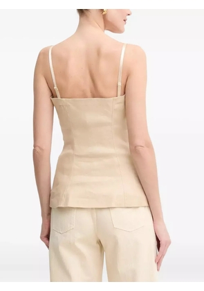 GUESS USA button-front linen-blend top - Neutrals