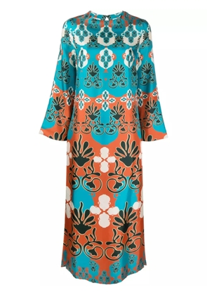 PAULA patterned-jacquard midi dress - Blue
