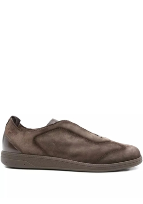 Santoni leather slip-on sneakers - Brown
