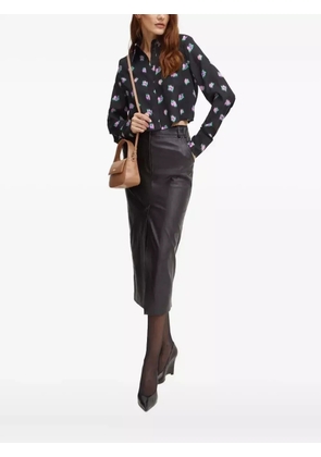 Silvian Heach floral-print cropped-hemline shirt - Black