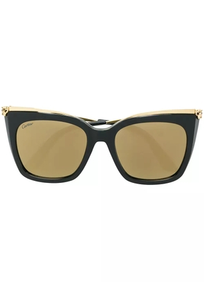 Cartier Eyewear panther head oversized sunglasses - Black