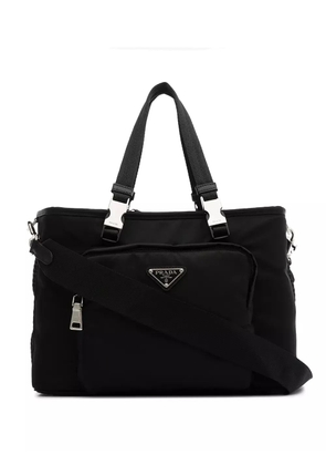 Prada Re-Nylon logo plaque pet carrier - Black
