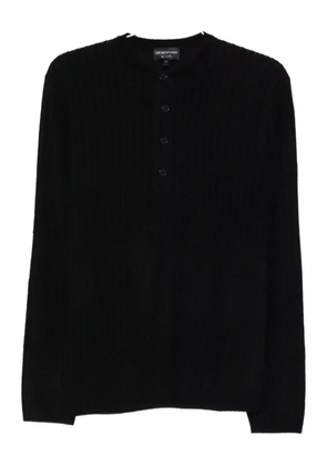 Emporio Armani Henley ribbed sweater - Blue