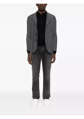 Emporio Armani Henley ribbed sweater - Blue