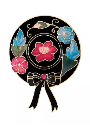 Susan Caplan Vintage 1980s floral-motif brooch - Black