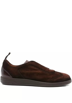 Santoni suede-leather sneakers - Brown