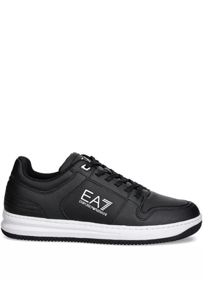 Ea7 Emporio Armani logo-detail leather sneakers - Black