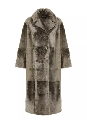 Yves Salomon double-breasted patchwork coat - Grey