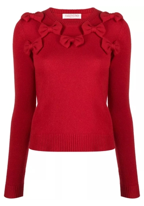 Valentino Garavani bow-embellished virgin wool jumper - Red
