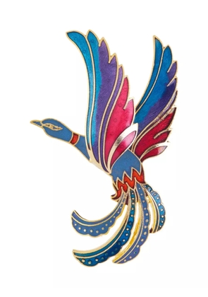 Susan Caplan Vintage 1980s Paradise bird brooch - Blue