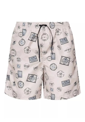 FENDI postage-stamp print swim shorts - White