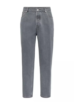 Brunello Cucinelli logo-detail cotton straight-leg jeans - Grey