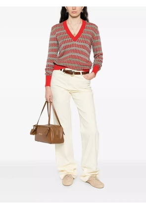 ETRO geometric-pattern V-neck sweater - Red