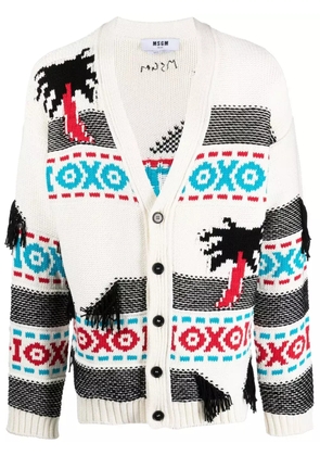 MSGM patterned intarsia-knit cardigan - White