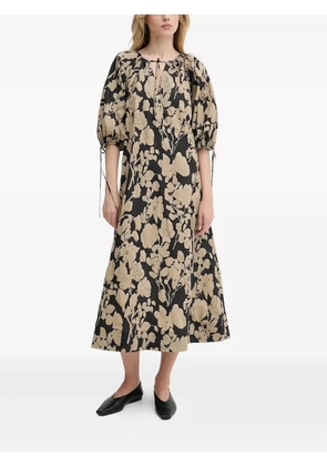 SAMSOE SAMSOE floral print puff-sleeve midi dress - Neutrals