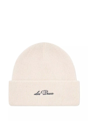 Les Deux embroidered-logo beanie hat - Neutrals