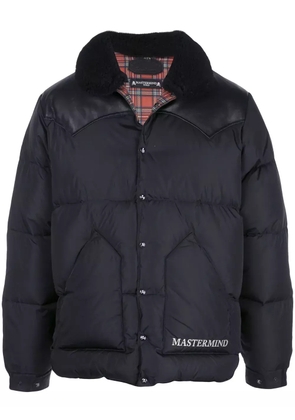 Mastermind Japan leather-panelled puffer coat - Black