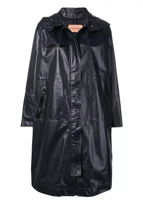 Yves Salomon oversized leather parka - Blue