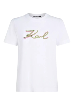 Karl Lagerfeld sequin-signature organic cotton T-shirt - White