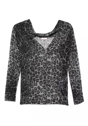 LIU JO leopard-print hooded sweater - Grey