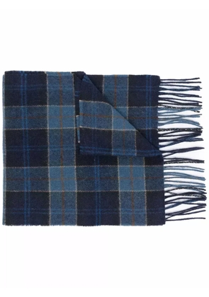 Barbour tartan-print knitted scarf - Blue