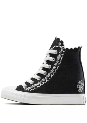 Converse embroidered scalloped-edge sneakers - Black