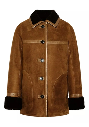 Yves Salomon leather-trimmed coat - Brown