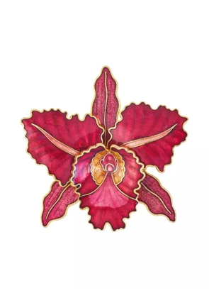 Susan Caplan Vintage 1980s Orchid brooch - Red