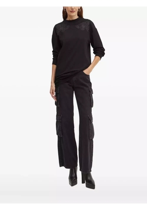 Silvian Heach lace-embellished long-sleeve sweatshirt - Black