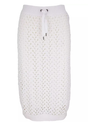 Brunello Cucinelli open-knit drawstring-waist skirt - White