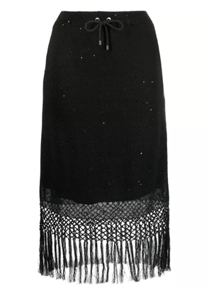 Brunello Cucinelli fringed edge midi skirt - Grey