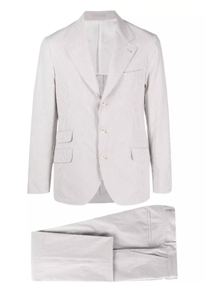 Brunello Cucinelli single-breasted striped cotton suit - Neutrals