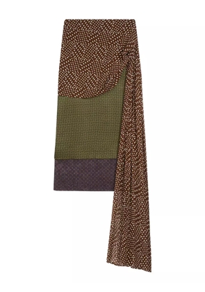 DRIES VAN NOTEN draped silk-satin midi skirt - Green