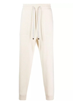 Brunello Cucinelli cashmere ribbed-knit track pants - Neutrals