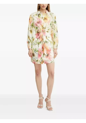 GUESS USA floral-print belted shirt dress - White