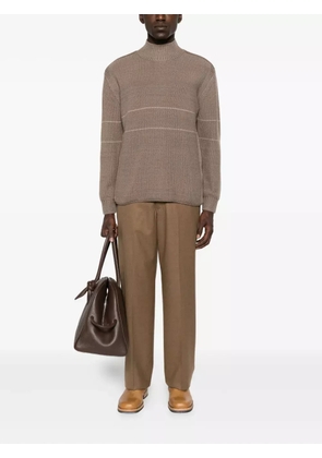 Emporio Armani high-neck striped sweater - Brown