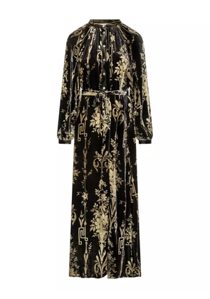 Pierre-Louis Mascia velvet floral-print maxi dress - Black