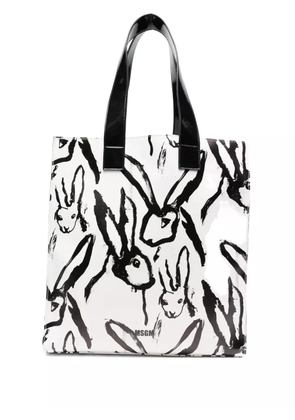 MSGM rabbit-print tote bag - White