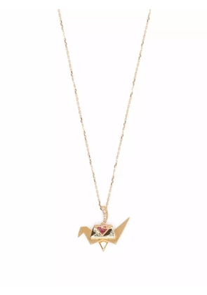 Aurelie Bidermann 18kt yellow gold Origami pink sapphire and diamond necklace