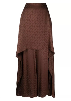 FENDI wide-leg monogram-pattern trousers - Brown