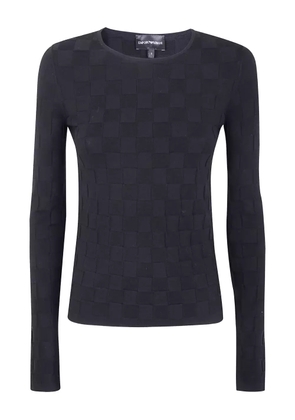 Emporio Armani check-pattern long-sleeve sweater - Black