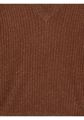 LIU JO metallic-effect v-neck jumper - Brown