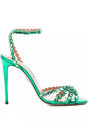 Aquazzura 120mm Tequila crystal-embellished stiletto sandals - Green