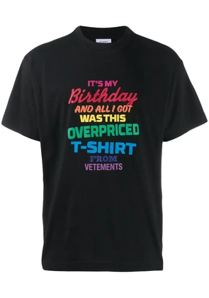 VETEMENTS rainbow slogan T-shirt - Black
