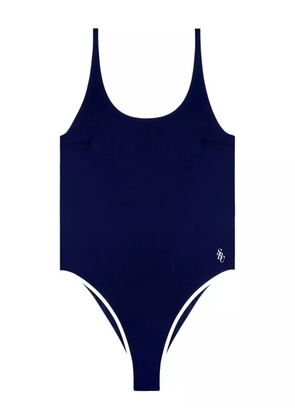 Sporty & Rich Carla scoop-neck contrast-trim swimsuit - Blue