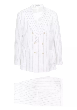 Brunello Cucinelli double-breasted linen suit - White