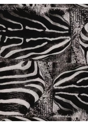 Faliero Sarti zebra-print fringed scarf - Black