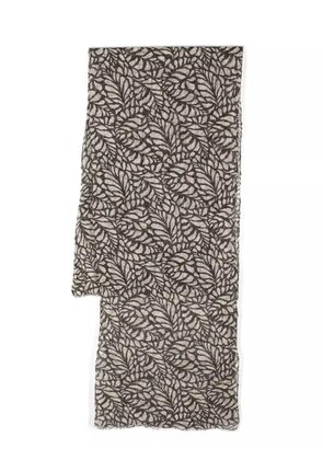 Brunello Cucinelli graphic-print lightweight scarf - Neutrals