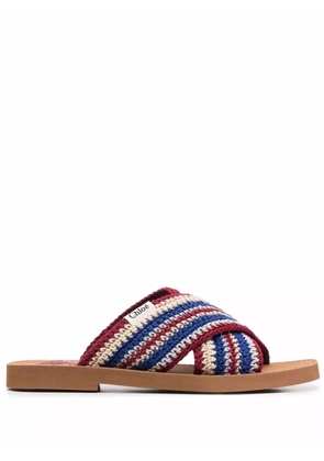 Chloé Woody crossover-strap sliders - Blue